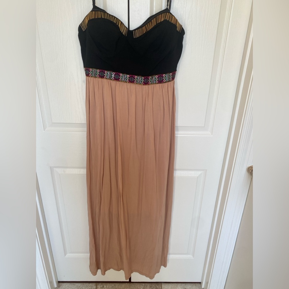 Marineblu Black and Tan Strapless Dress